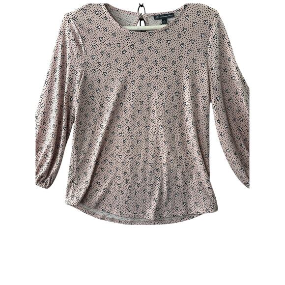 Adrianna Papell Pink Heart ¾-Sleeve Top w/ Back Keyhole – Size S - Picture 1 of 4